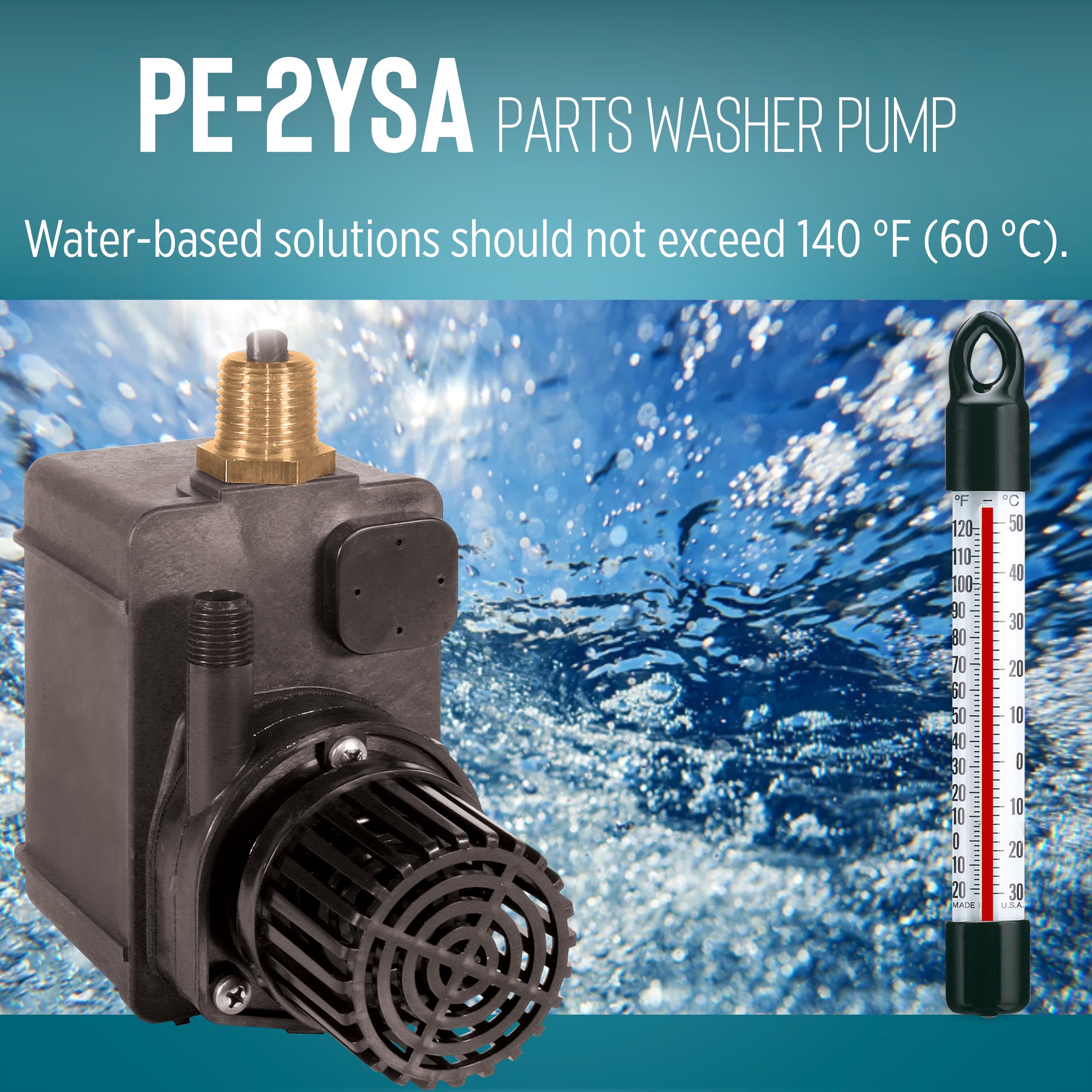 Little Giant PE-2YSA discharge thread detail showing 1/4-inch MNPT for plumbing