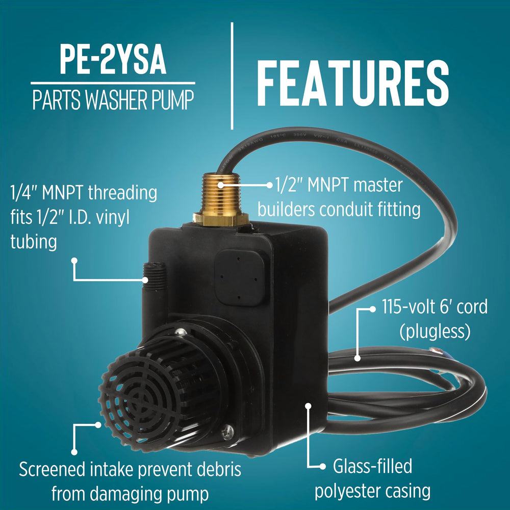 Little Giant PE-2YSA impeller close-up showing nylon construction and durability