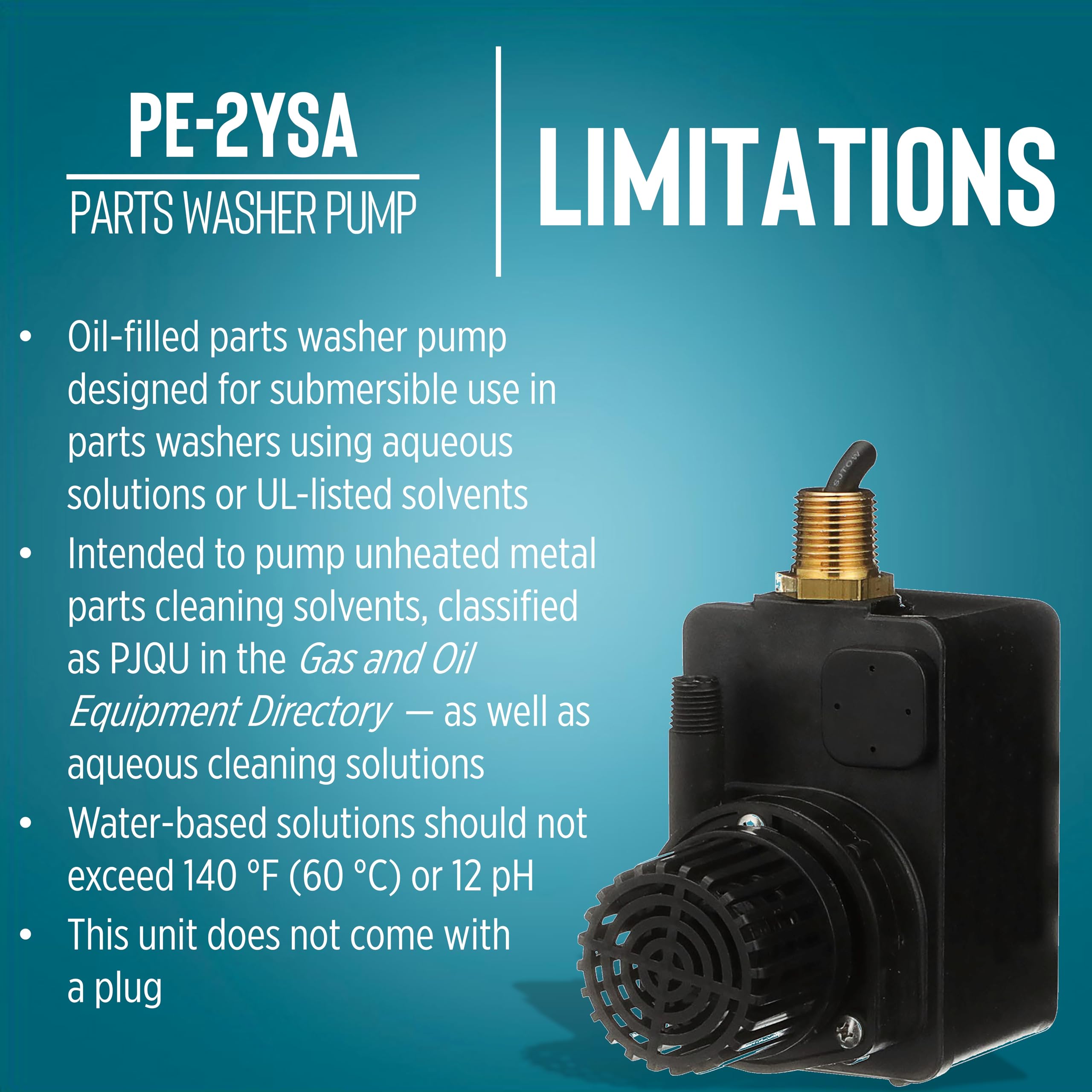 Little Giant PE-2YSA motor and 6-foot cord showing thermal protection and connection