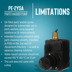 Little Giant PE-2YSA motor and 6-foot cord showing thermal protection and connection