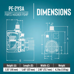 Little Giant PE-2YSA side label detail showing model and electrical ratings