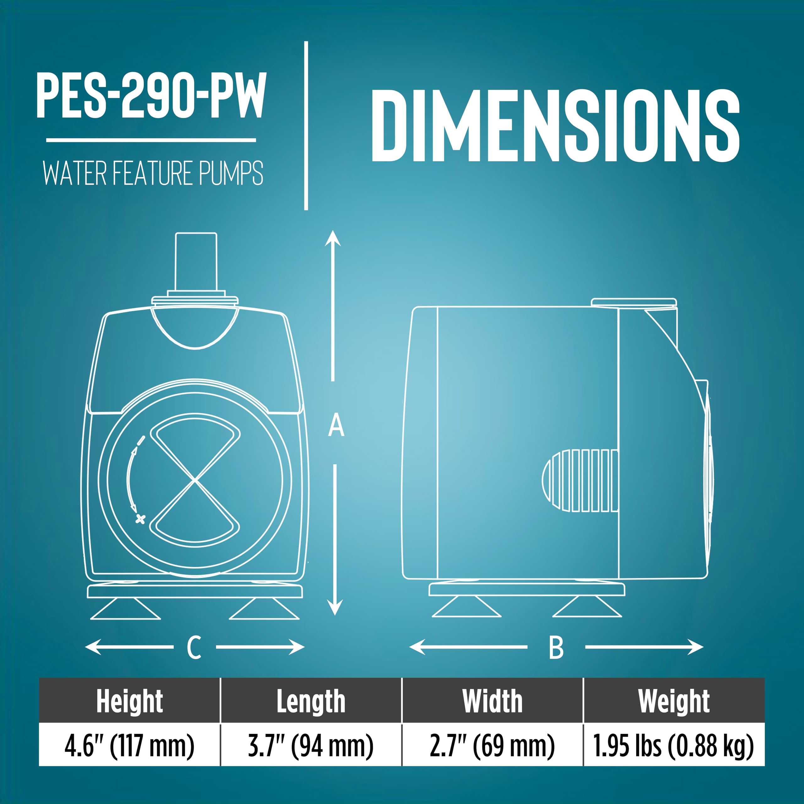 Little Giant PES-290-PW top view highlighting adjustable flow control for customization