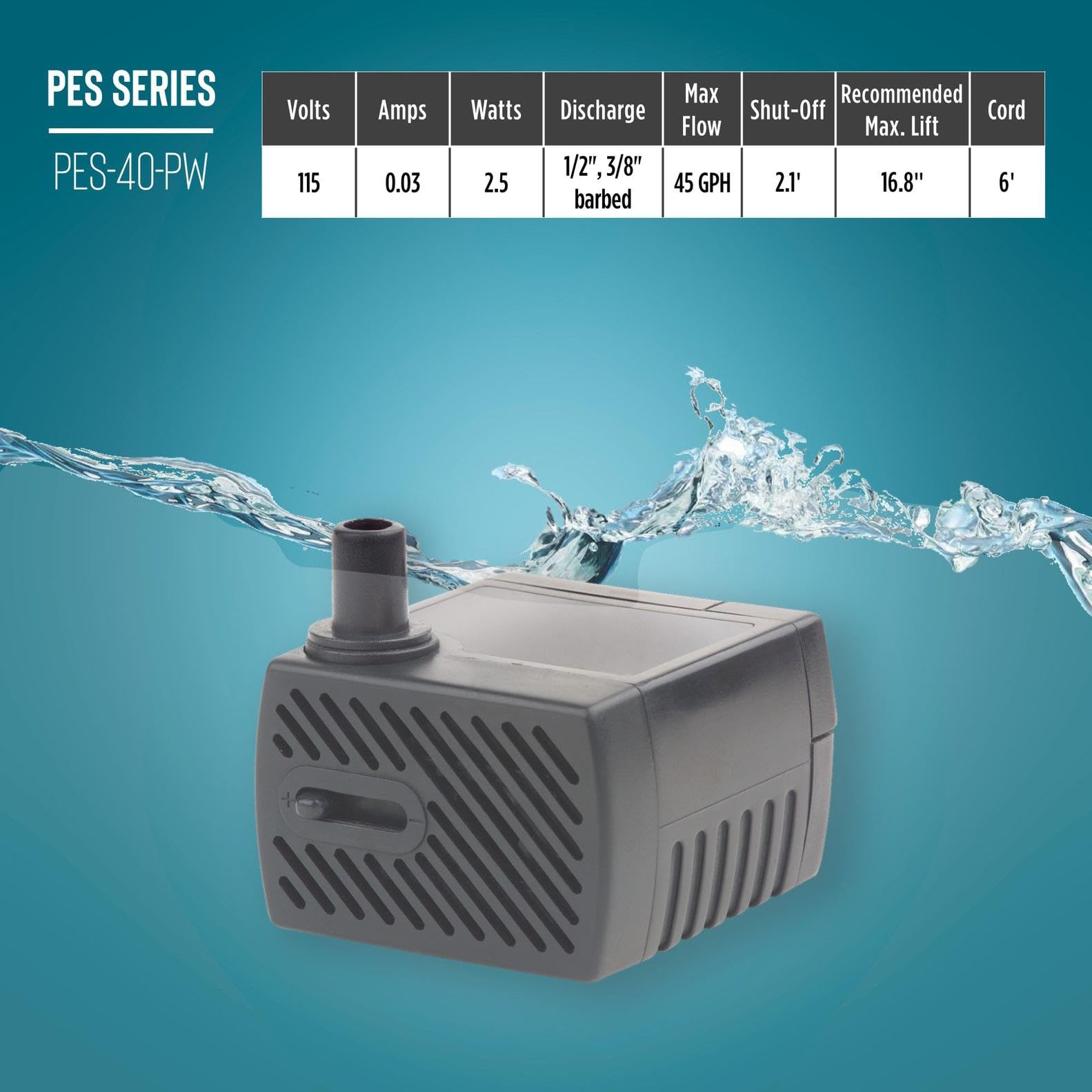Little Giant PES-40-PW label and specs view helping users confirm electrical and performance data