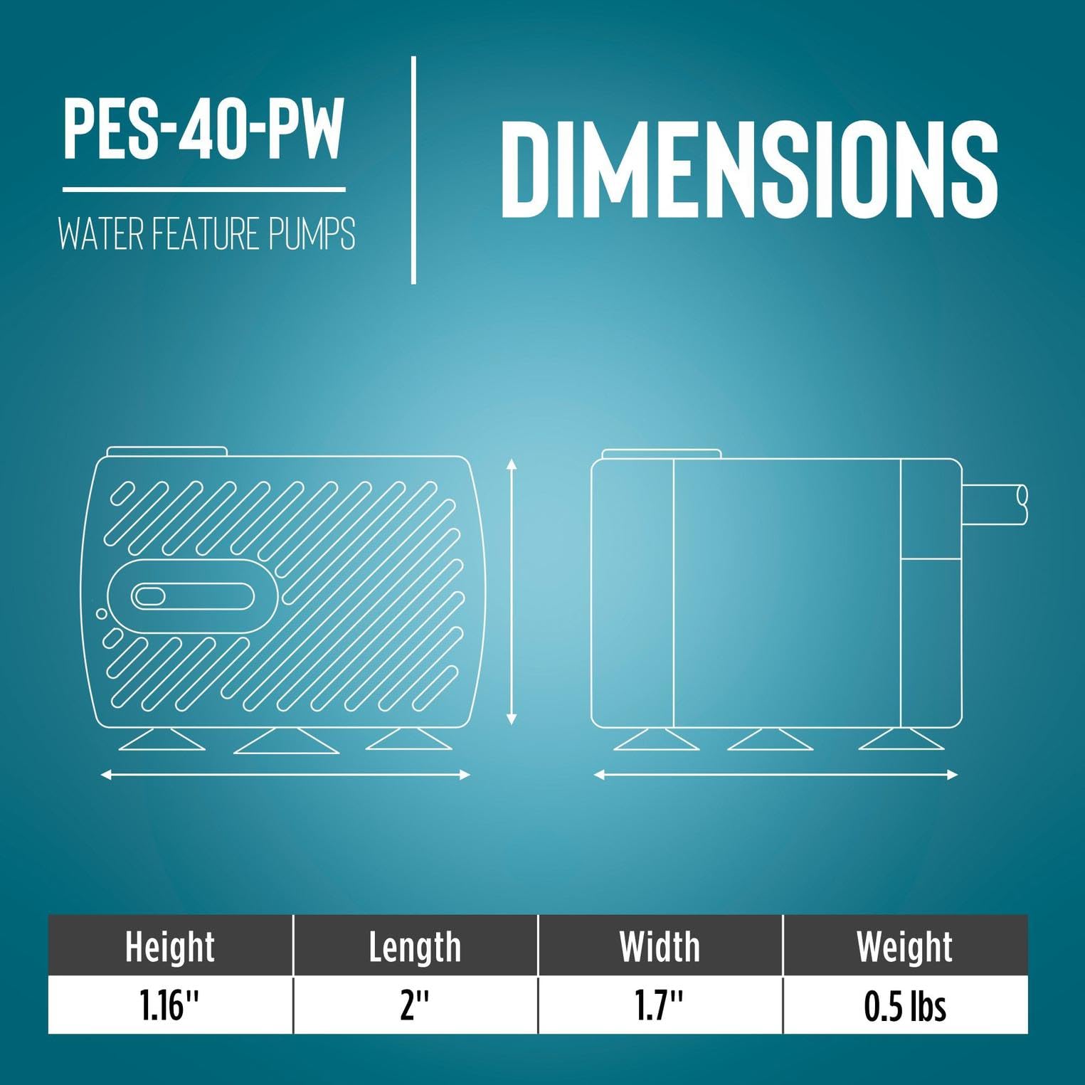 Little Giant PES-40-PW side angle highlighting corrosion-resistant housing for durability