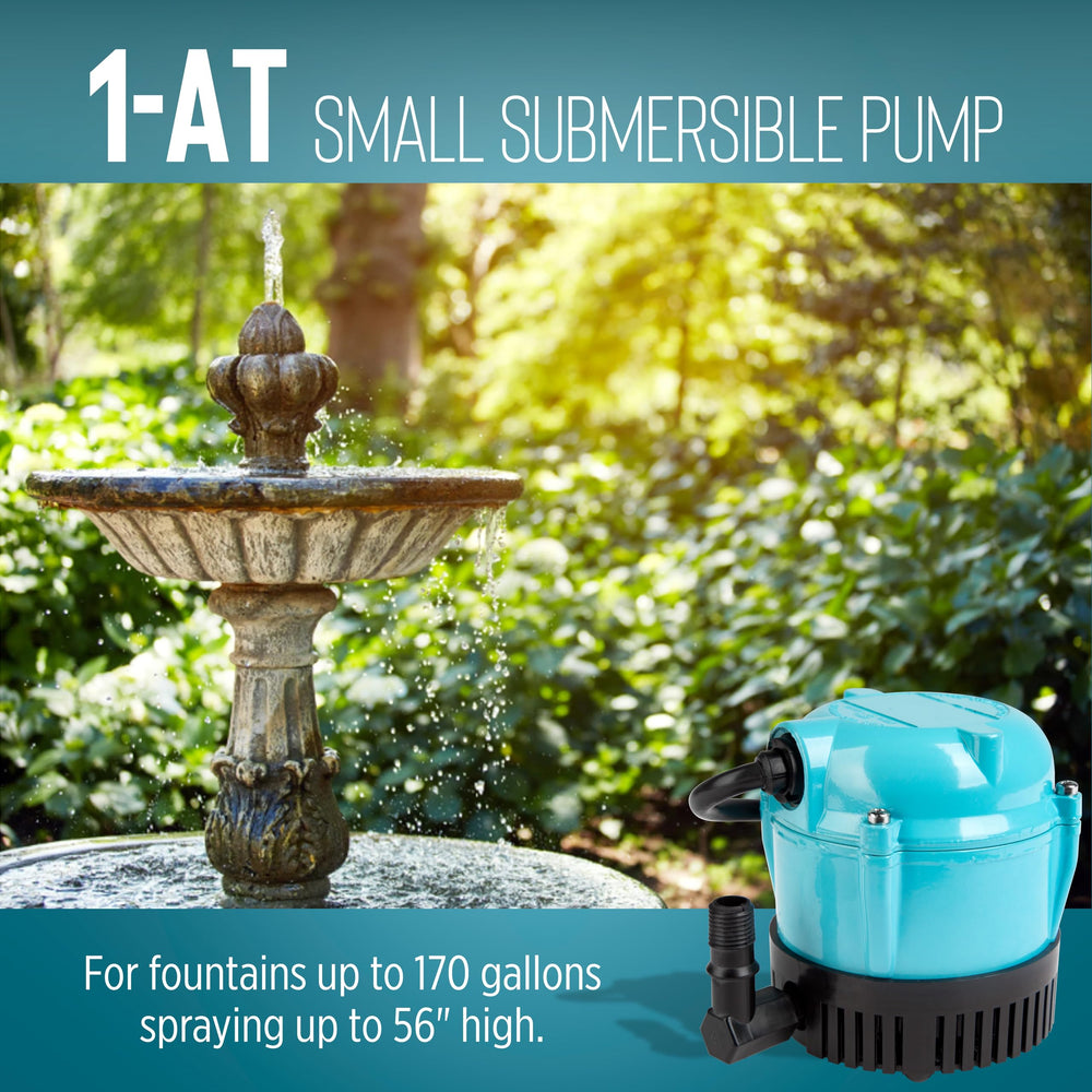 Little Giant pump installed in a fountain demonstrating reliable flow