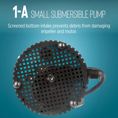 Little Giant screened inlet detail protecting impeller and reducing debris clogs