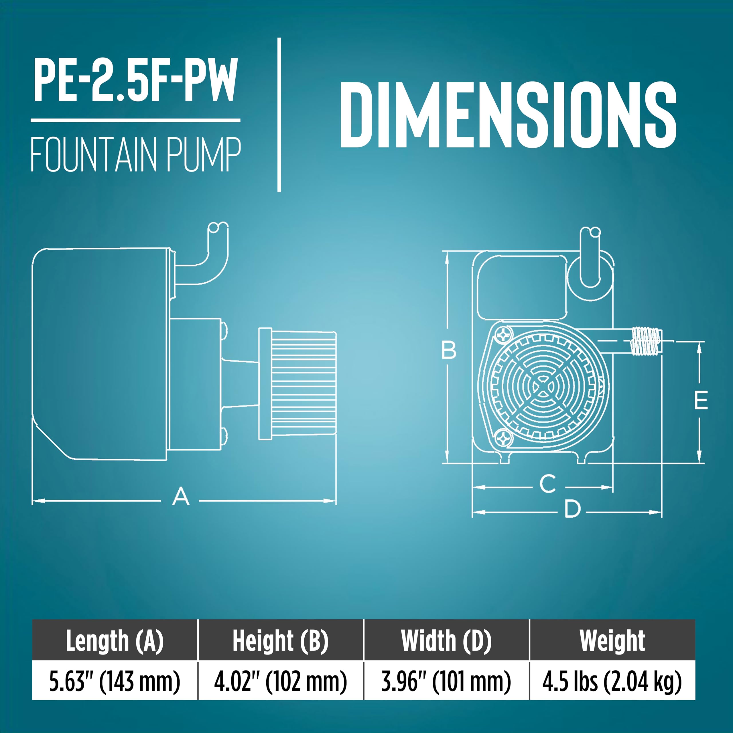 Little Giant pump side profile highlighting compact footprint and durability