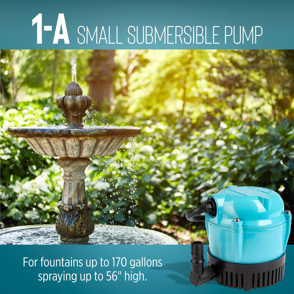 Little Giant pump next to hand to show scale and ease of placement