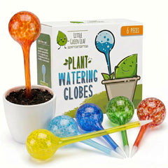 Little Green Leaf front packaging showing six watering globes and benefits