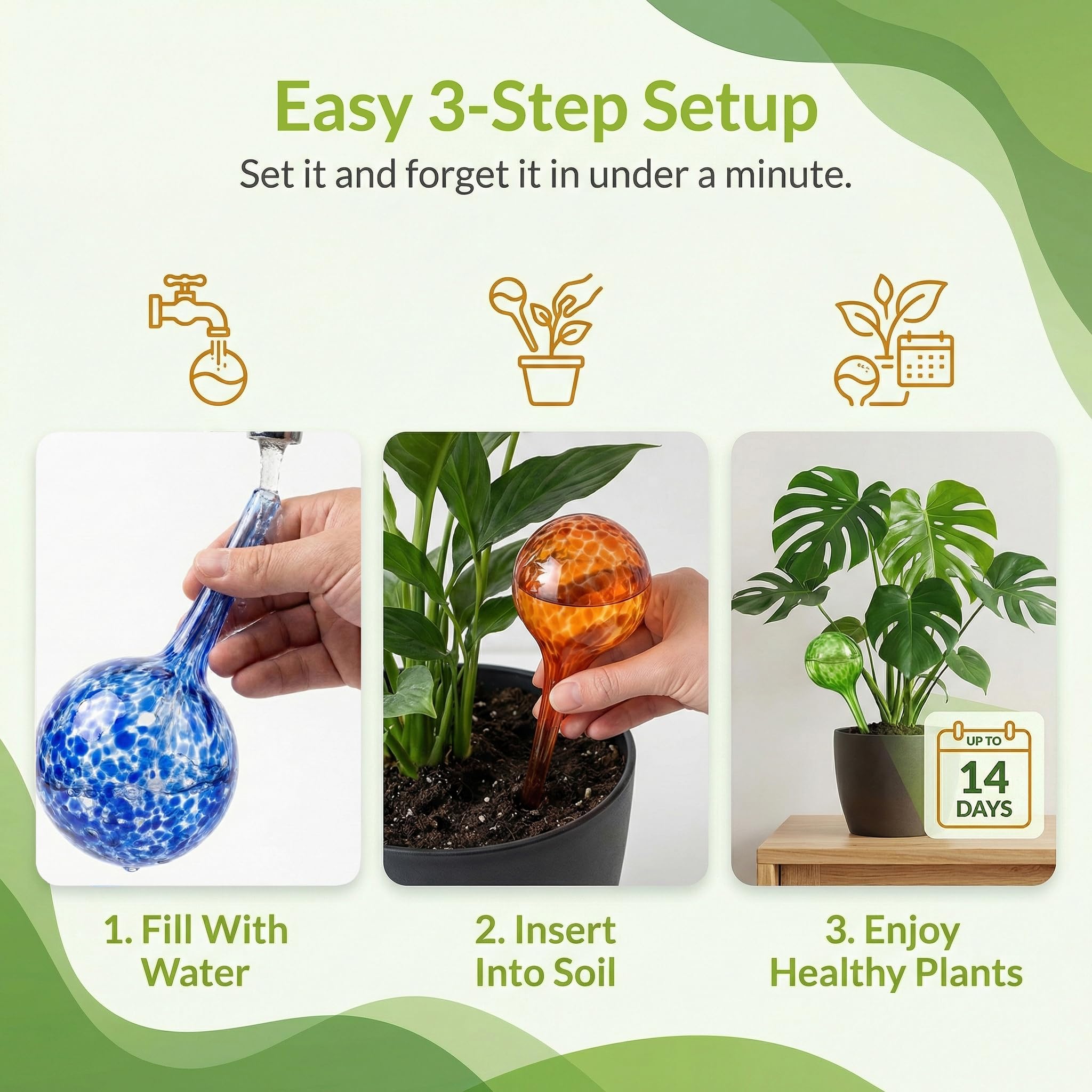 Little Green Leaf globe next to a hand showing 350ml size and scale