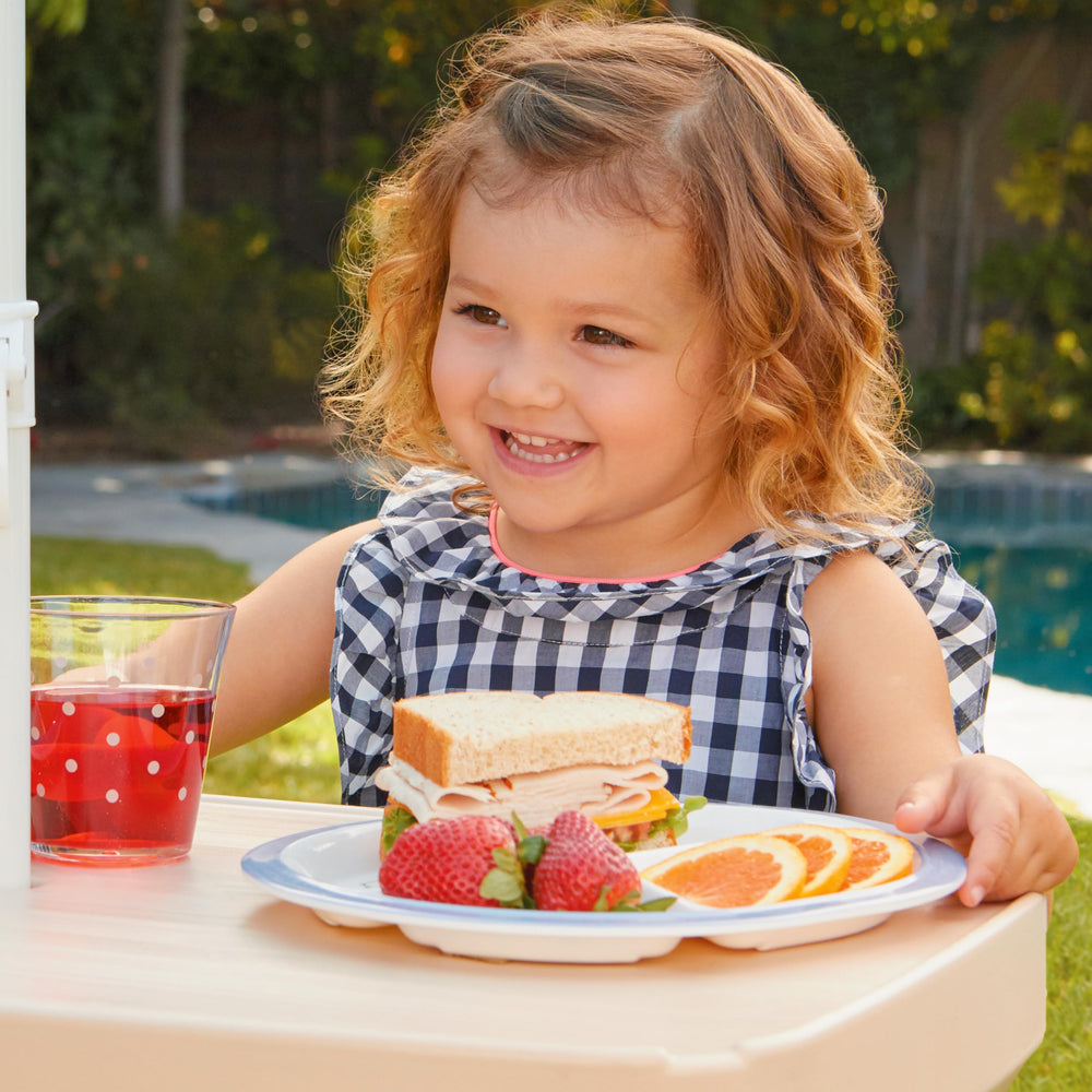 Little Tikes bench close-up showing durable seat surface and comfortable edge