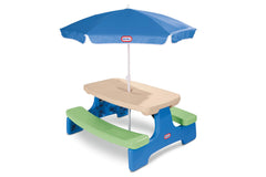 Little Tikes picnic table front view showing colorful design and seating benefits
