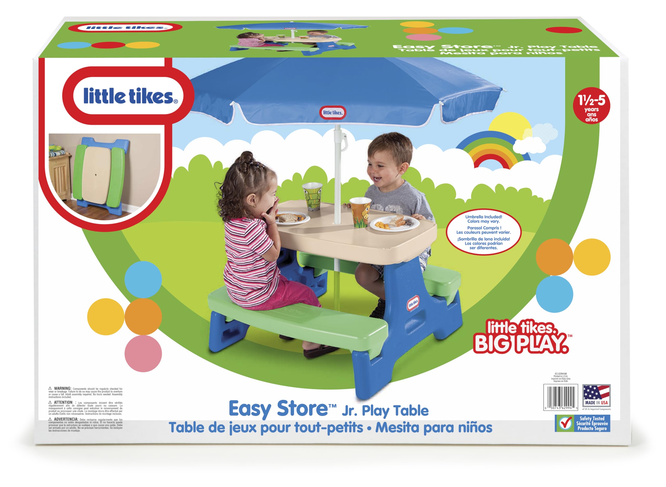 Little Tikes size comparison with adult hand showing child-scale dimensions for fitting small spaces