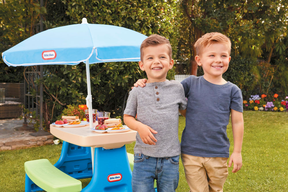 Little Tikes tabletop closeup showing smooth wipe-clean surface for quick maintenance