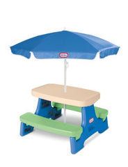 Little Tikes umbrella close-up highlighting UV-protective fabric for shaded outdoor play