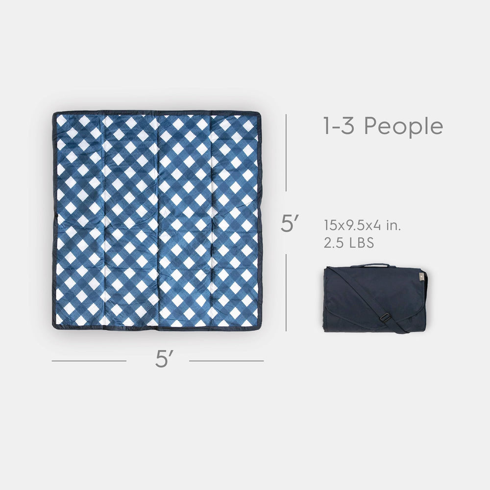 Little Unicorn compact folded blanket with shoulder strap for easy carry benefit