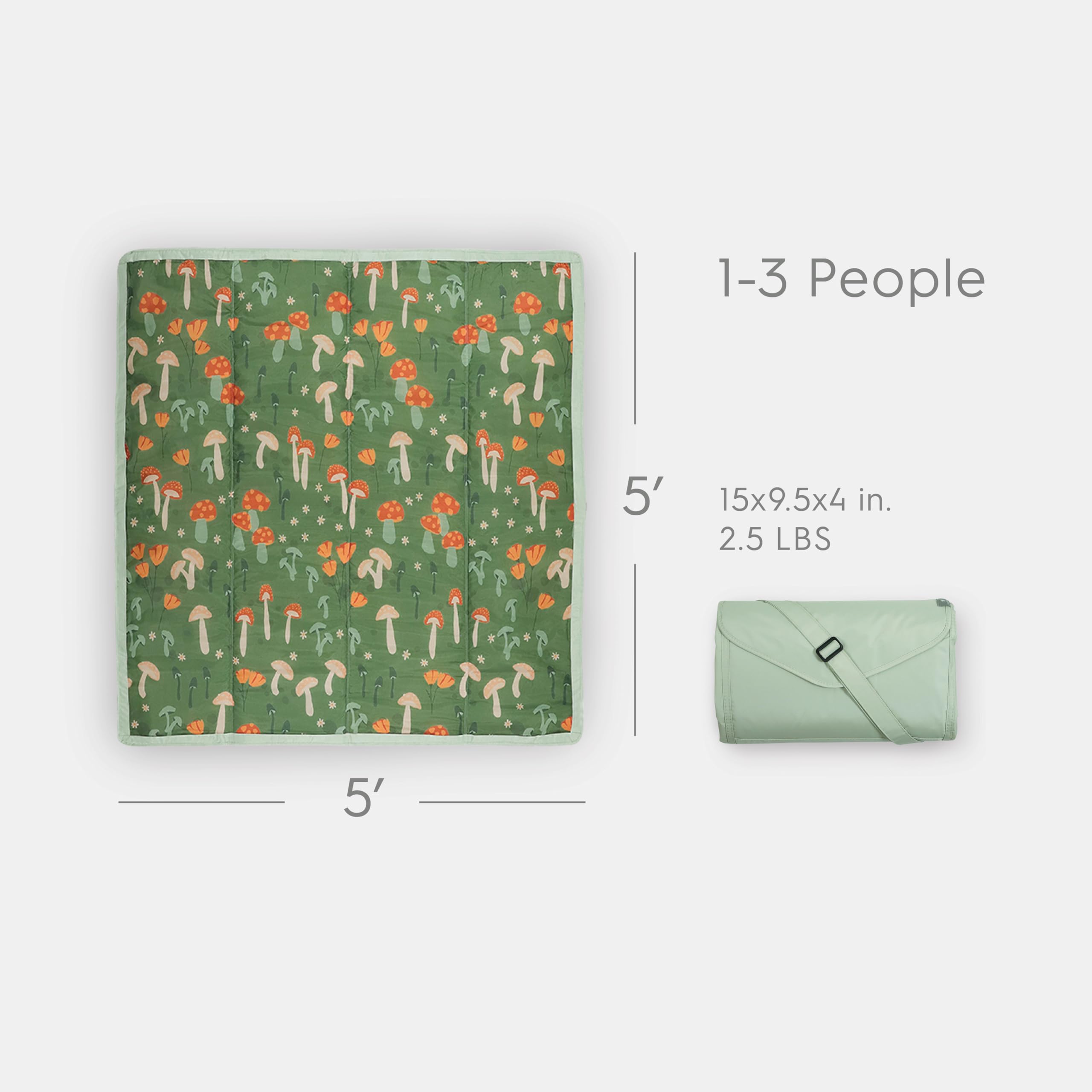 Little Unicorn fully spread 5x5 blanket showing roomy family space outdoors