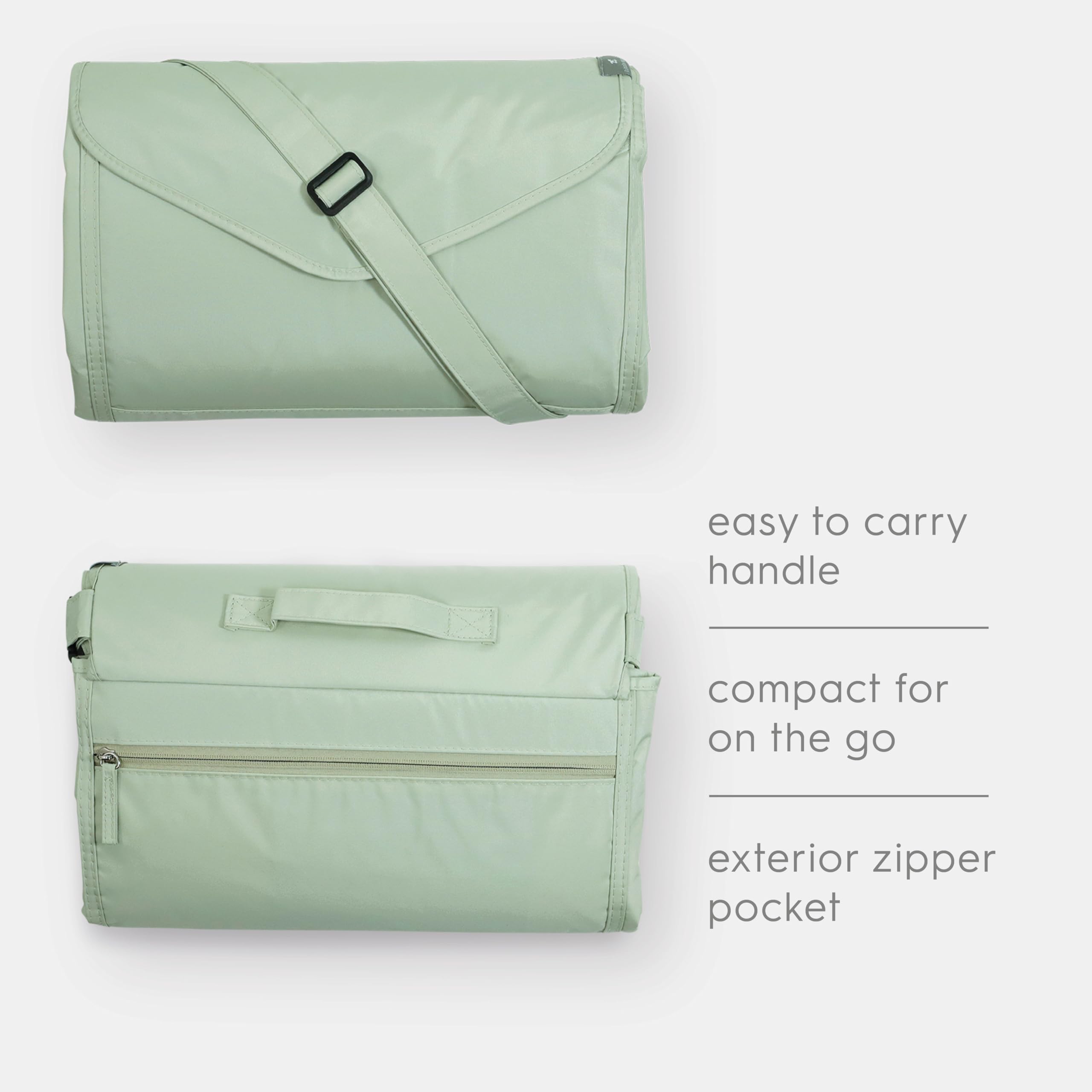 Little Unicorn exterior zipper pocket and handle detail for secure storage and quick grab