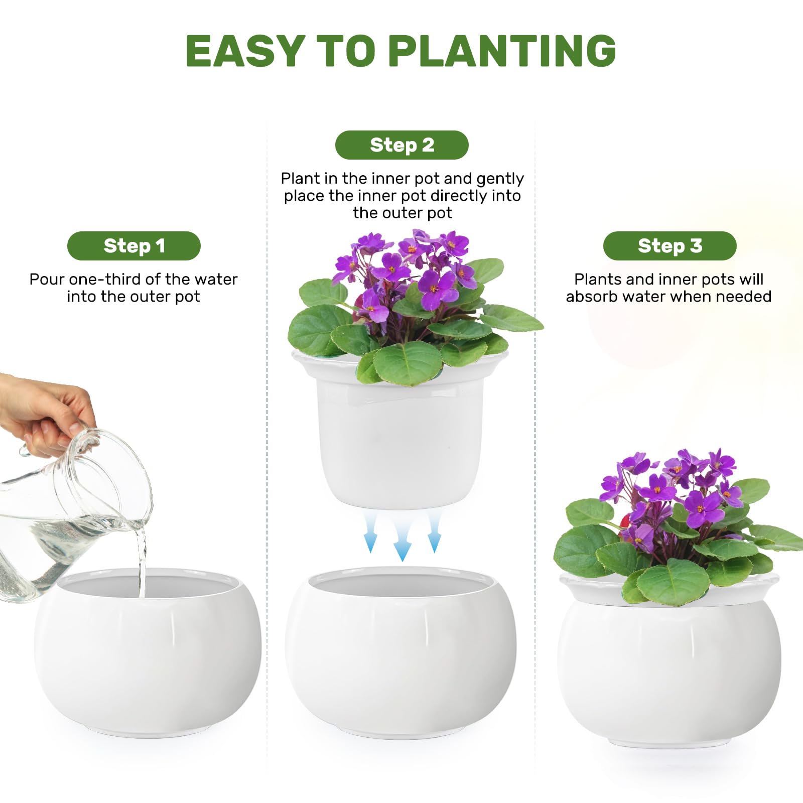 LITUDISO pot in use on windowsill supporting healthy African violet with steady moisture