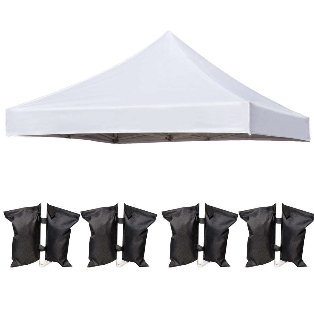 LIUJIAYI front view of white 10x10 canopy top showing full coverage and clean fit
