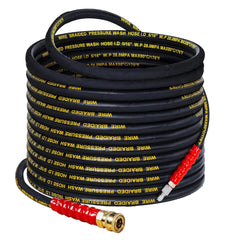LIULO TOOL front view of 50ft pressure washer hose showing full length and fittings