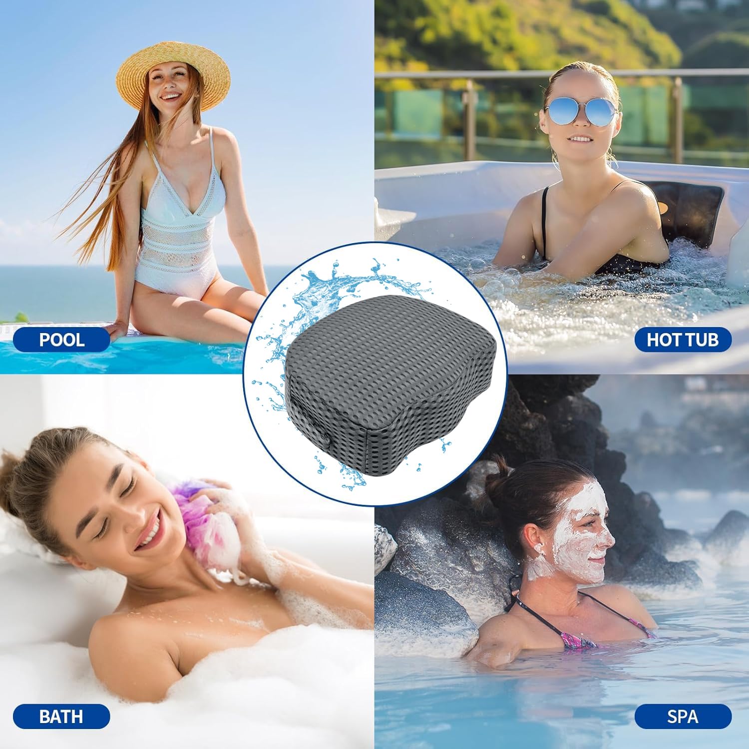 LIUYALO booster seat in a spa lifestyle setting for relaxed soaking