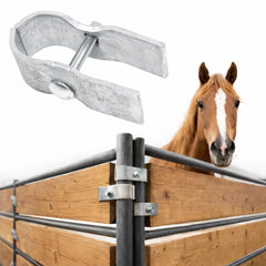 Livestock Corrals clamp pack front view showing eight clamps and benefit durable hardware