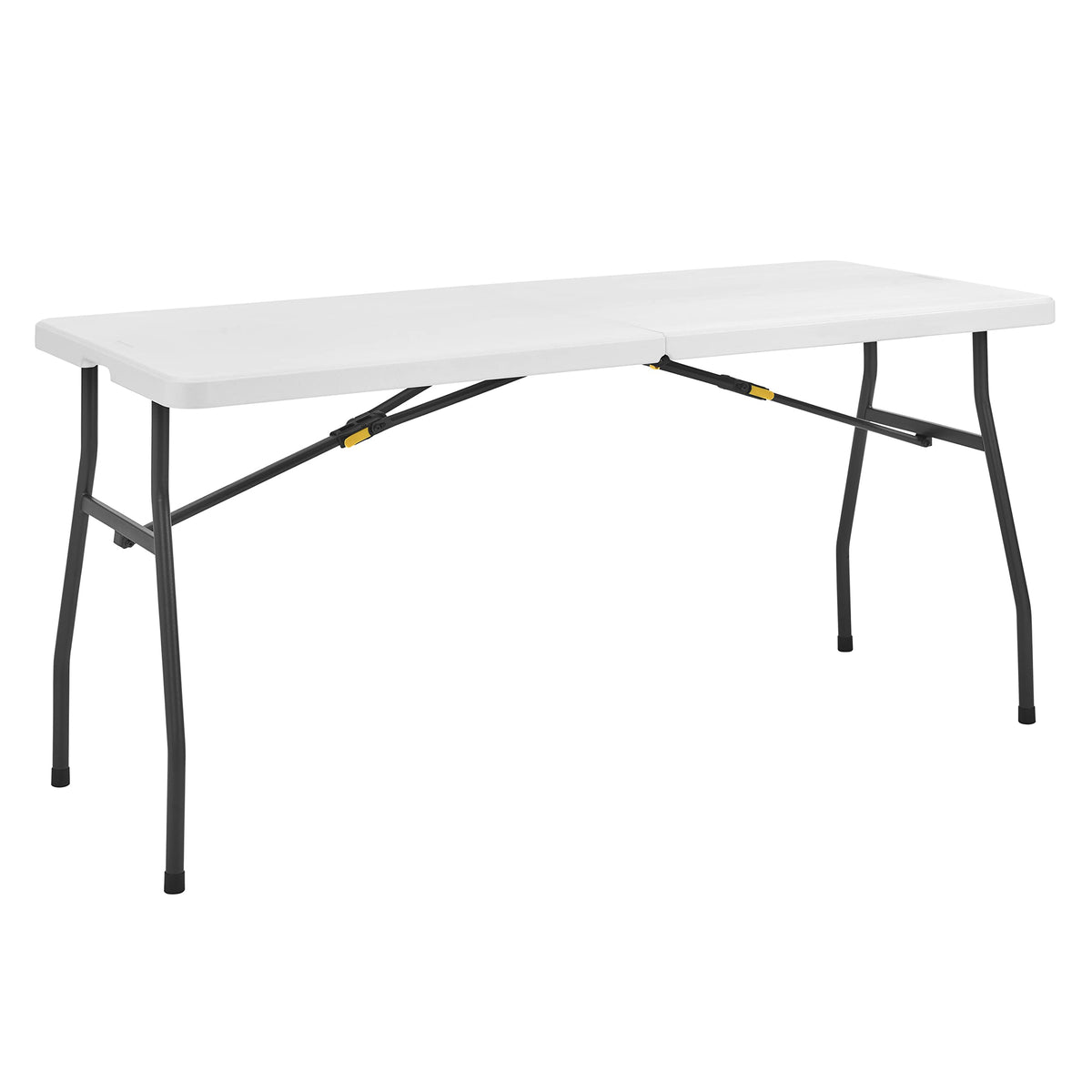 Living and More front view of 5ft table showing sturdy setup and clean white top benefit