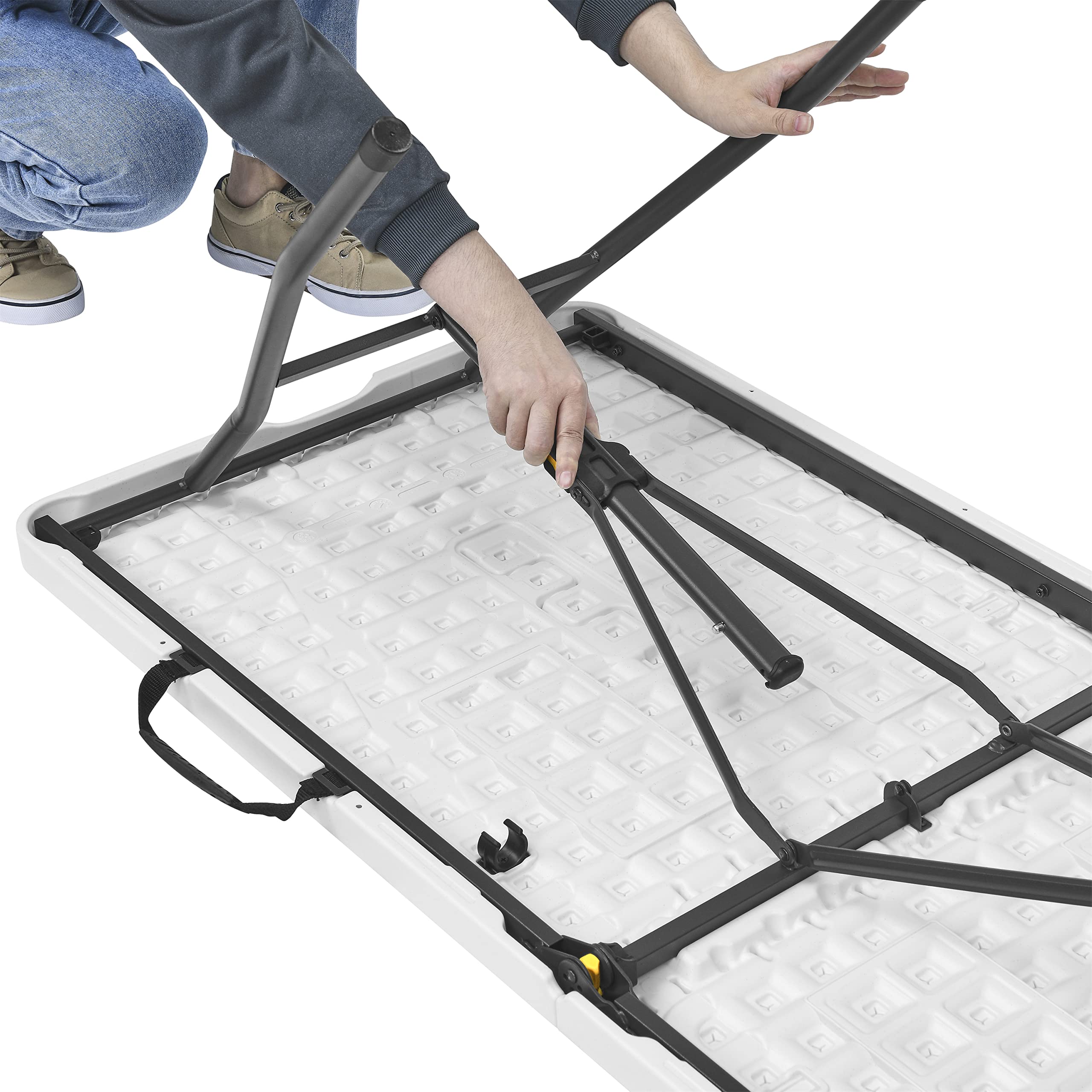 Living and More table in outdoor picnic setup showing stability and party-ready benefit