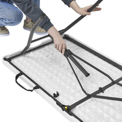 Living and More table in outdoor picnic setup showing stability and party-ready benefit