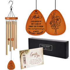 Livinges front view of full 37-inch mom wind chime showing elegant silhouette and welcoming presence