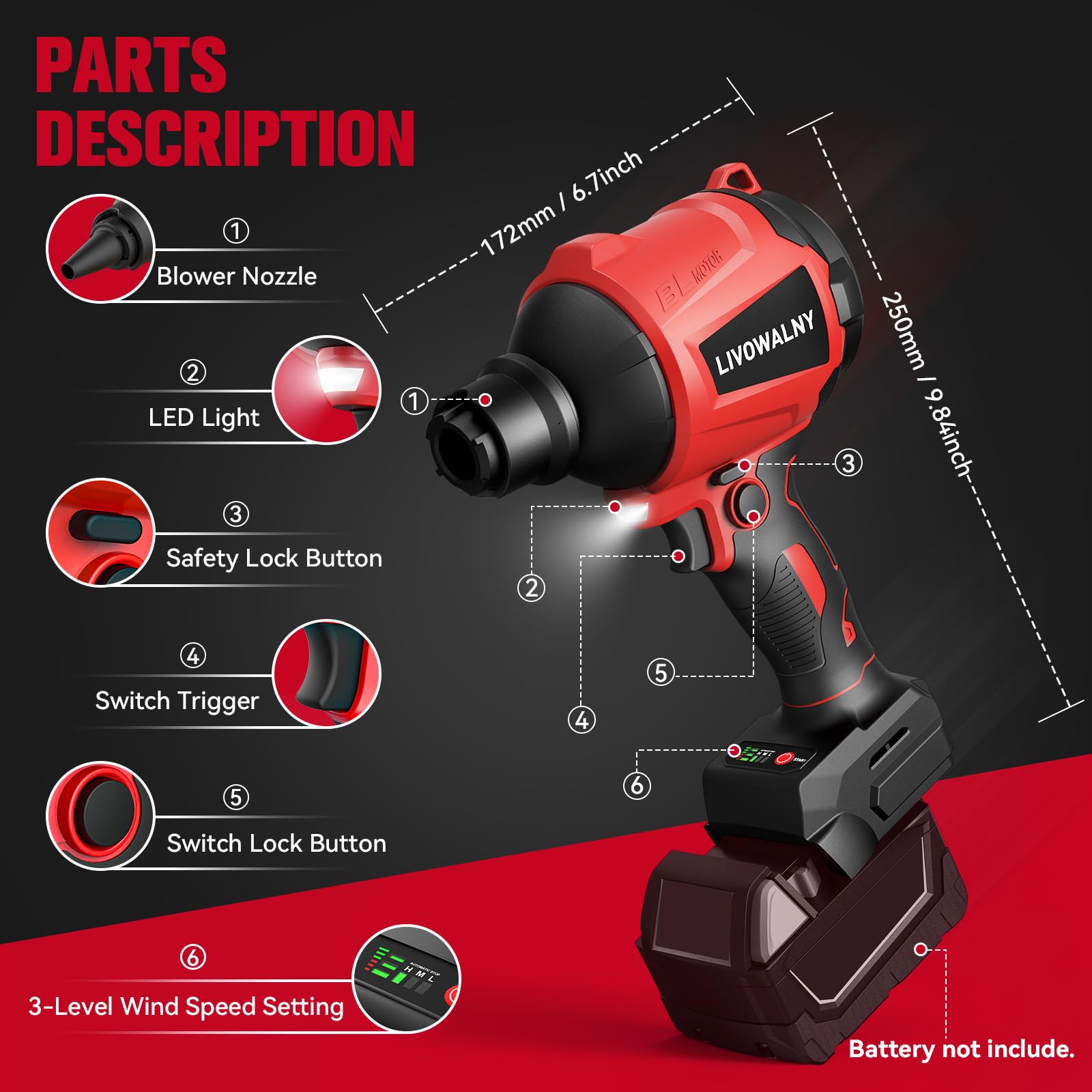LIVOWALNY assortment of nozzles and tubes showing task versatility benefit