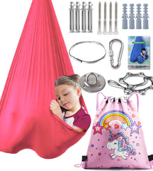 Lizznoe front view of swing showing cozy design and calming benefit