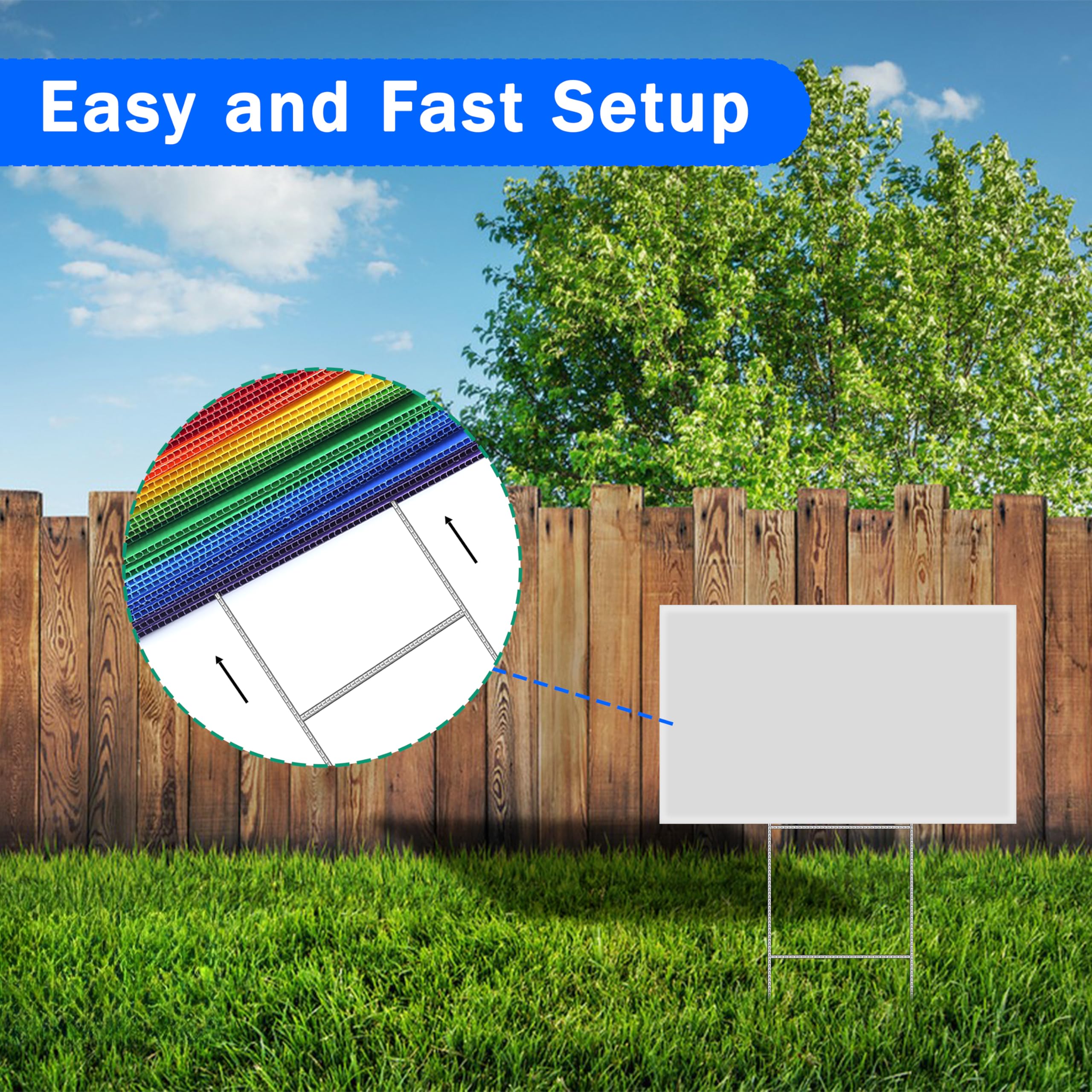 Ljliudu H-frame with corrugated sign, quick tool-free installation