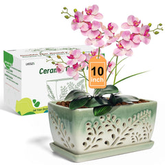 LKSSZS front view of 10-inch orchid pot showing elegant shape and stability