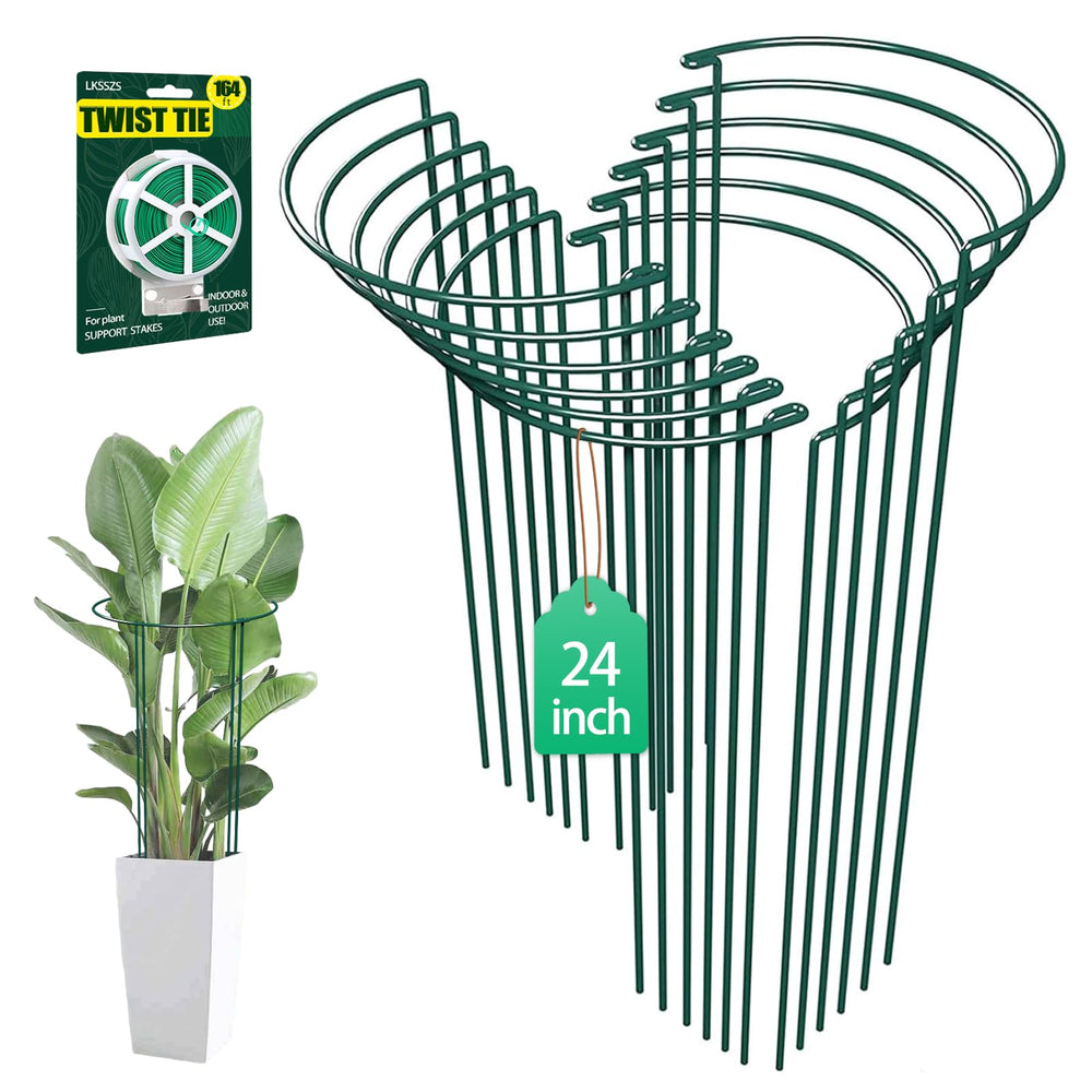 LKSSZS front view of 24 inch half-round stakes showing compact pack and green finish