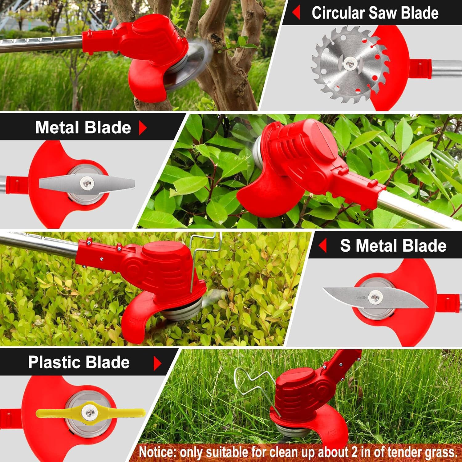LKTOLS four interchangeable blades displayed for versatile yard tasks