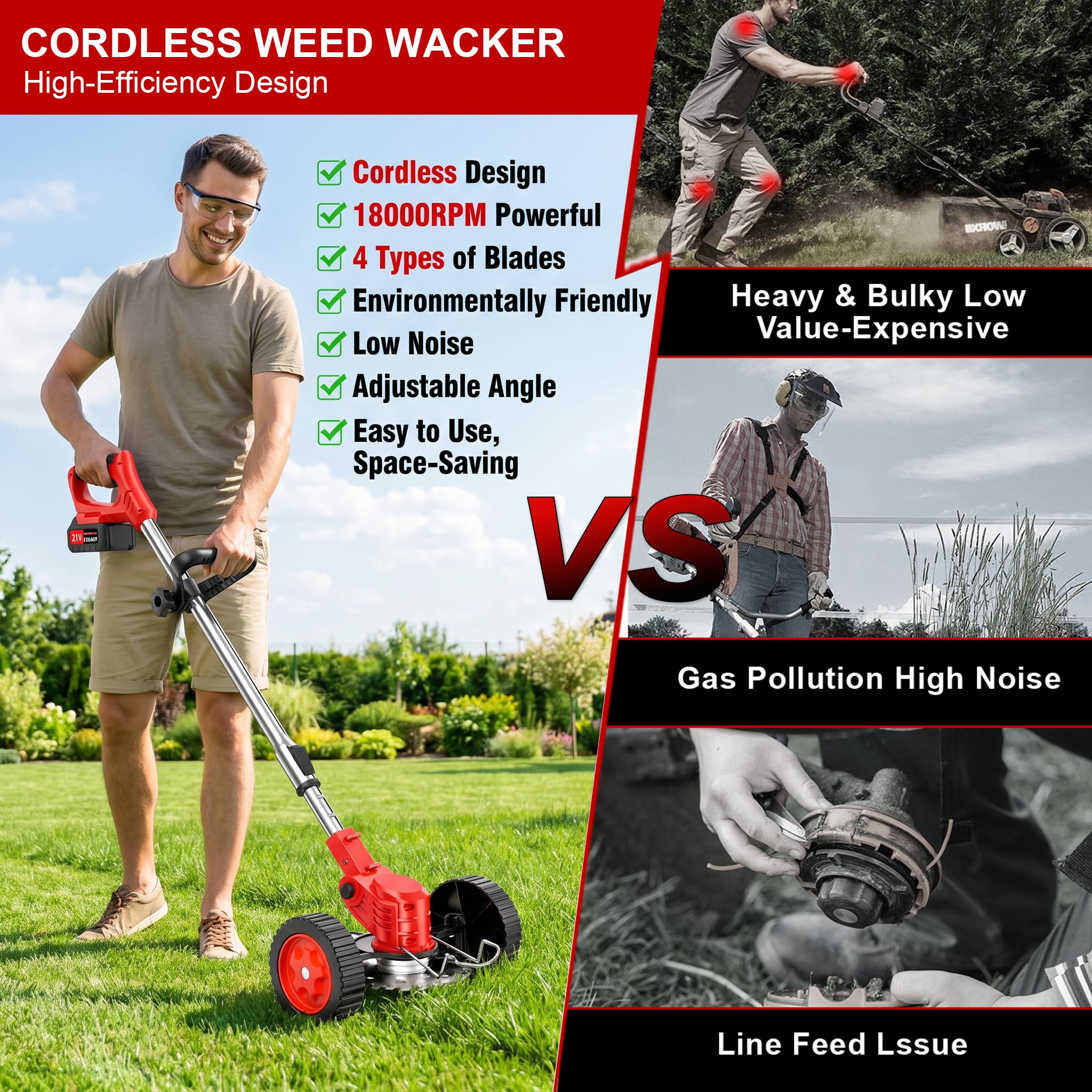 LKTOLS removable wheels and telescoping pole showing reduced user fatigue