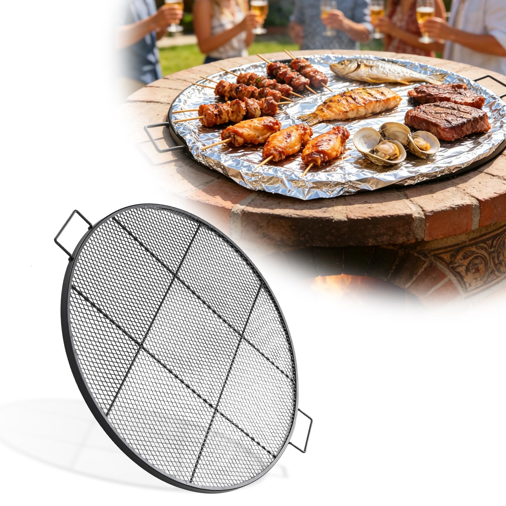LLARGUEST front view of 24-inch grill grate showing sturdy surface and cooking area