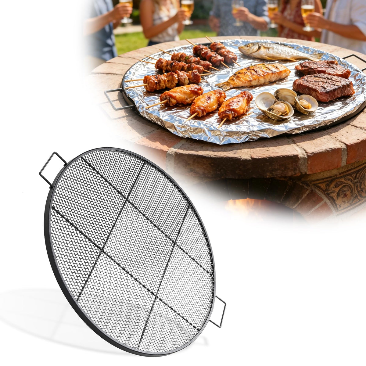 LLARGUEST front view of 24-inch grill grate showing sturdy surface and cooking area