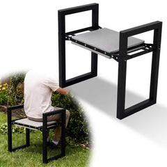 LLARGUEST front view of kneeler and seat showing sturdy frame and pad benefit comfort