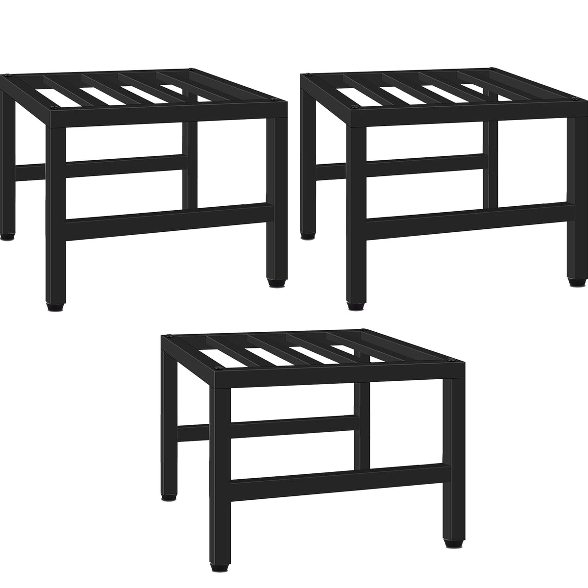LLAXERGU front view of three-pc pedestal set showing minimalist styling and stability