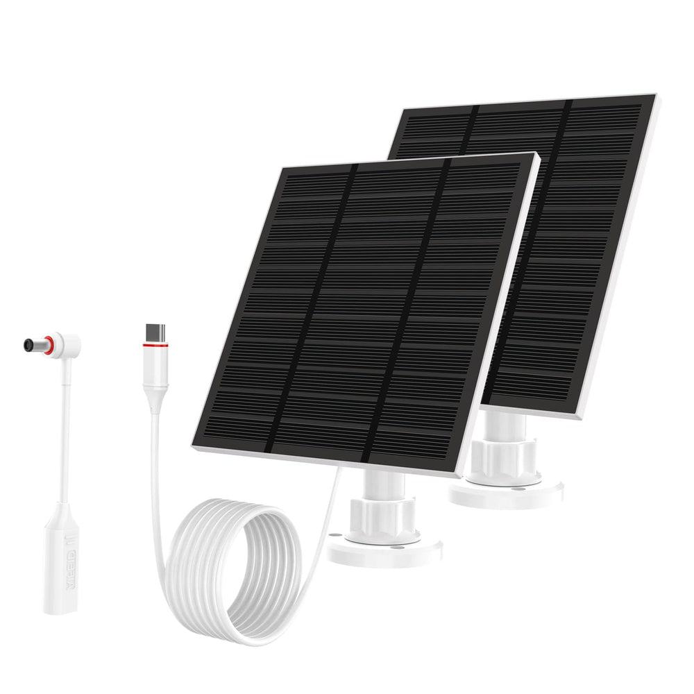 LMDTYN front view of two solar panels providing continuous camera power