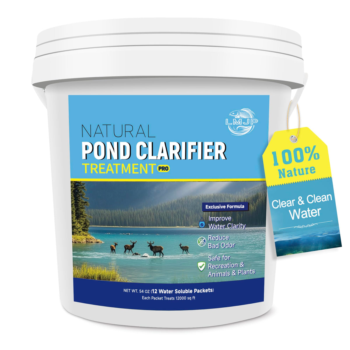 LMJP front packaging bucket showing product and benefit of easy dosing