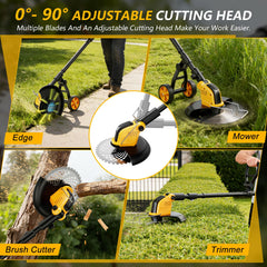 Lmozim string trimmer head in action demonstrating precise grass trimming benefit