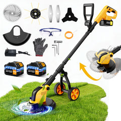 Lmozim front-angle view showing tool versatility and compact profile for quick yard jobs