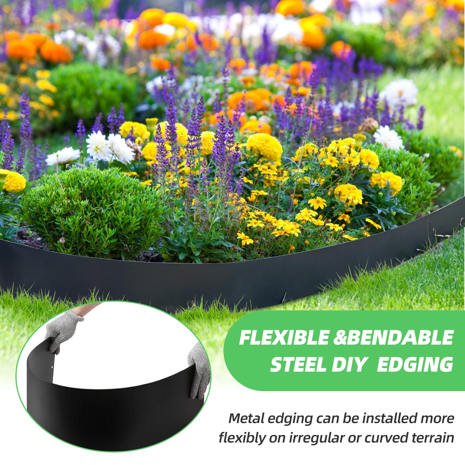 LMYYGOO backyard scene with installed edging showing finished look and landscape definition benefit