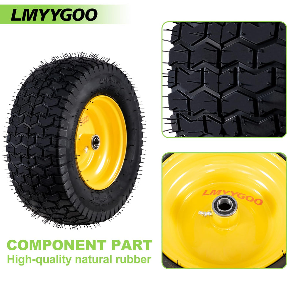 LMYYGOO wheel mounted on a lawn tractor demonstrating improved handling