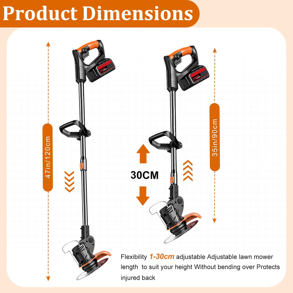 LMZTCYA trimmer next to hand to show scale and lightweight handling