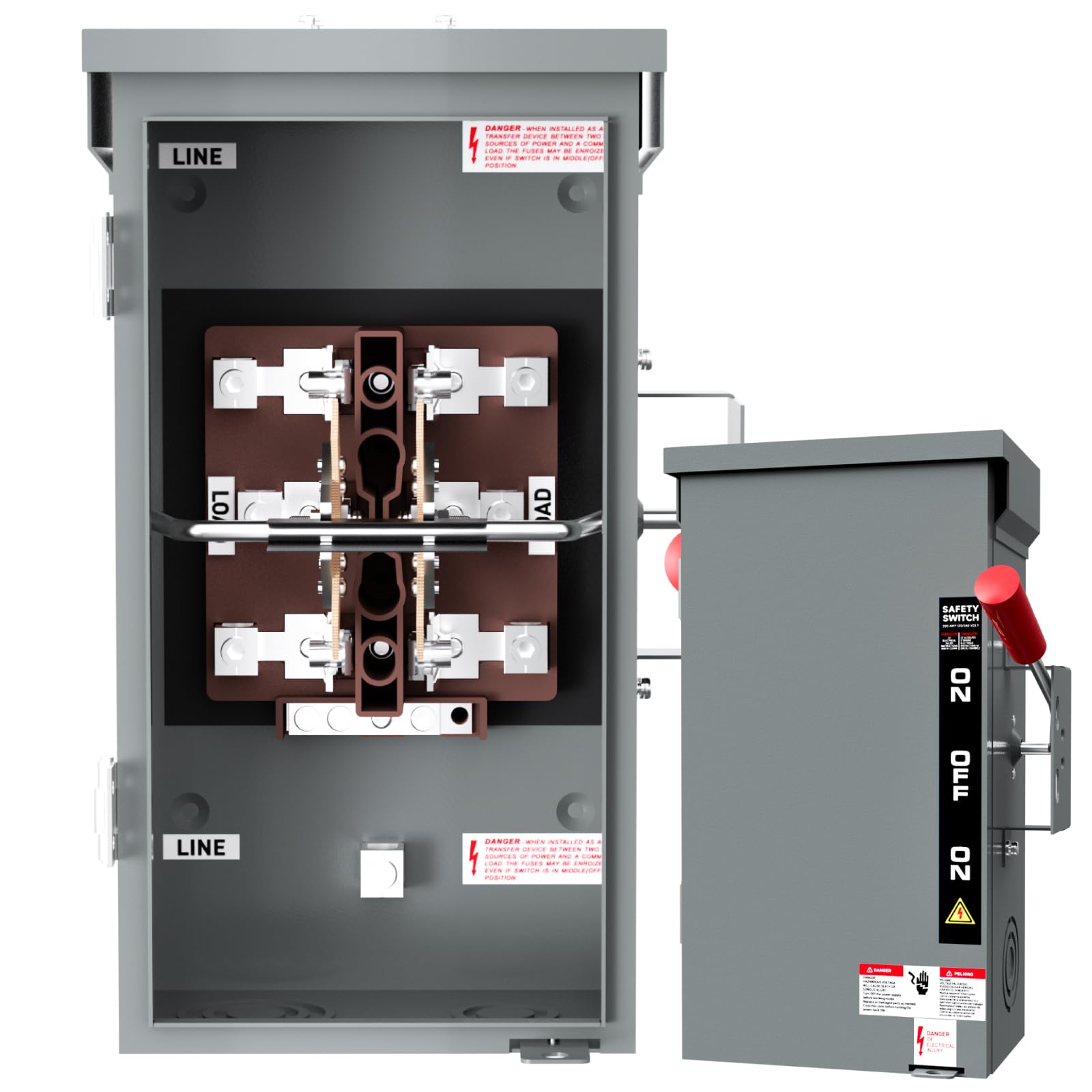 LNEUIE front panel view showing labeled lever for quick changeover benefit